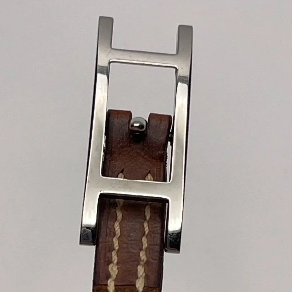 Hermès Vintage Hapi 4 Tours Leather Bracelet w/ Palladium Plated Buckle-Preowned